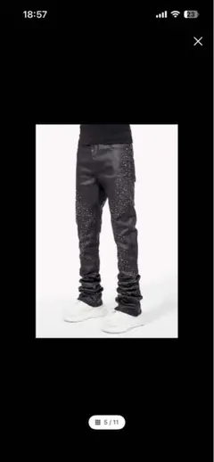 入手困難GUAPI 黒 ラインストーン装飾 スキニーフレアデニム28希少完売品