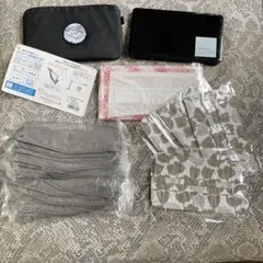 新品マスクポーチ、他使い捨て不織布マスクのセット