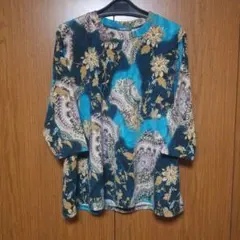 BONITA 花柄 長袖 ターコイズ