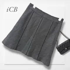 iCB オンワード樫山◆ミニスカート(M)ダークグレー 上品 ガーリー 制服風