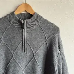 チャップス CHAPS ダイヤモンド編み ハーフジップ ニットセーター XL