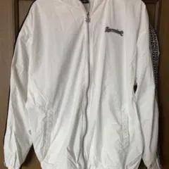 Agem nine ホワイト ナイロンジャケット ※目立つシミ所々にあり
