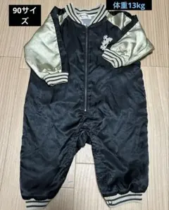ベビー用のスカジャンのロンパース90 黒金色