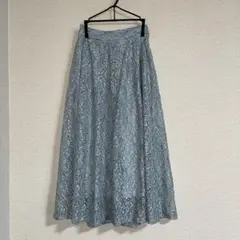 【値下げ】総レースフレアスカート　ライトブルー