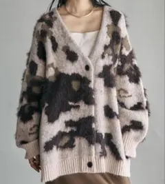 新品未使用♡LEPSIM 5ゲージ柄シャギーVカーディガン　ライトベージュ