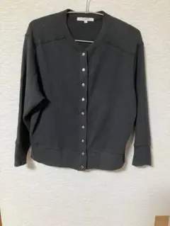 ダークグレー リブ編み カーディガン