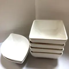 白い食器　スクエアボール　角鉢　6枚セット