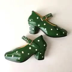 スペイン陶器フラメンコシューズのマグネット　緑