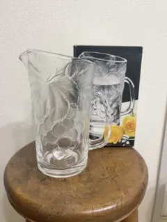 HOYA　水差し　ピッチャー　ピオーネ　葡萄絵　800ｍｌ　クリスタルガラス