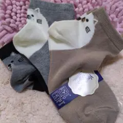 猫の顔柄ソックスセット 23-25cm