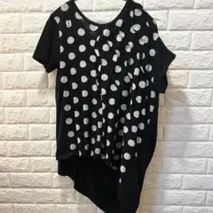 【gomme】ゴム 変形アシンメトリー ドット柄Tシャツ 日本製のサムネイル