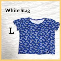 White Stag 【L】花柄 Tシャツ 紺色　ゆったり　動きやすい　おしゃれ
