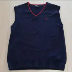 ラルフローレン　Vネックベスト　ネイビー　160　紺