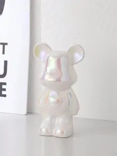 ハート型セラミックベア 白 シルバー 2セット 18cm