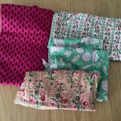 インド綿　ブロックプリント等はぎれまとめ売り（最大100×150程度）