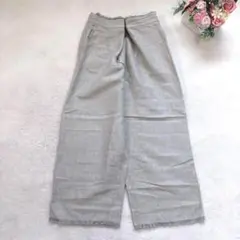 ナノユニバース ワイドパンツ リネンボトム シンプル カジュアル ベーシック M