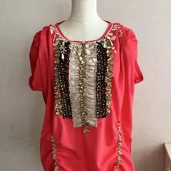 ハンドメイド　リメイクTシャツ　フリル　半袖　ハロウィン　カラフル　仮装