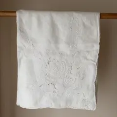 超レア！ヴィンテージ手刺繍薔薇リネンオーガンジーベッドカバー 超レア！ヴィンテージ手刺繍薔薇リネンオーガンジーベッドカバー