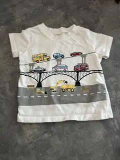 乗り物プリント 半袖Tシャツ ホワイト