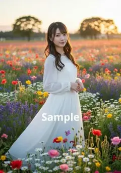 【AI作成写真L判サイズ】理想の彼女48 お花畑