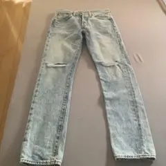 リーバイス501 ライトブルー ダメージ加工 ストレートデニム