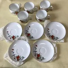 深川製磁　アメリカン椀揃　錦菊　カップ&ソーサー　5客