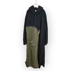 AIYISHANGFUSHI』 (M) バイカラー 配色切替 ロングワンピース