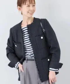 ツィードジャケット ノーカラージャケット