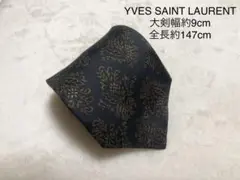 YVES SAINT LAURENT ネクタイ 花柄 ネイビー/ゴールド