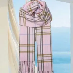 ピンク チェック柄 マフラー