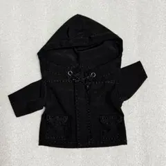オビツ11 ドール服 フード付き コート 黒