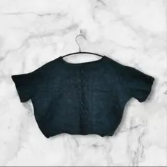 半袖ニット　ダークグリーン