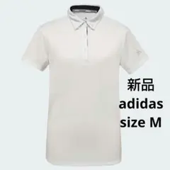 新品アディダス ゴルフ レディースM 白無地 ストレッチ 半袖 ポロシャツ