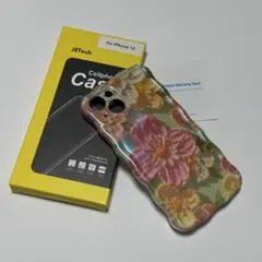 JETech for iPhone 13 ピンクの花 Case