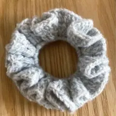 ふわふわニットシュシュ メランジグレー単色