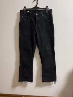 【美品/USA32】ZARA カットオフ ブラックデニムパンツ