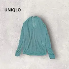 ユニクロ セーター プルオーバーニット リネン トップス Vネック カジュアル