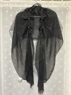 シフォン 黒 ドレープ ショール パール付き INTERPLANET パーティ