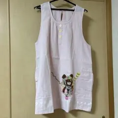 エプロン　保育士　くまのがっこう　ピンク