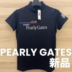 新品★パーリーゲイツ 半袖ハイネック モックネックシャツ 紺×白 0