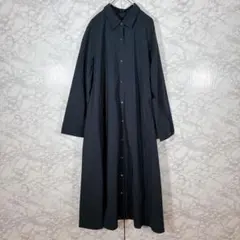 【モディファイ】シャツワンピース（ネイビー）L 日本製 ロング丈　長袖のサムネイル