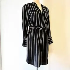 H&M ストライプ シャツワンピース 長袖 ベルト付き