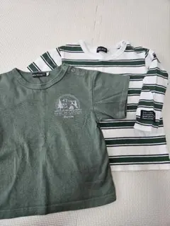 べべ BeBe Tシャツ ２枚 セット グリーン 半袖 ボーダー 長袖 90