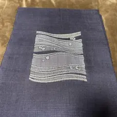 夏用 八寸名古屋帯 芯無 裏地無 お太鼓柄 波 紺色