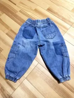 H&M kidsデニムカーゴパンツ ライトブルー 100