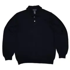 VALDA COLLECTION イタリア製ニットポロ ブラック メリノウール