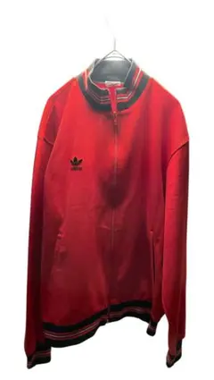 【希少】90s アディダス 刺繍ロゴ ジャージトップ　トラックジャケット 赤 黒
