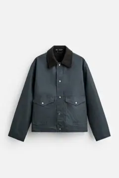 ZARA クロップドブルゾン ネイビーブルー　サイズ42（L）　XLサイズ相当
