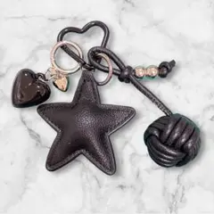 C じゃらじゃら キーホルダー 白 星 ハート シルバー バッグ チャーム