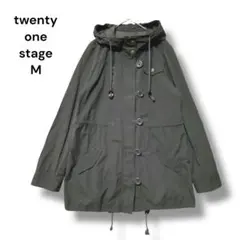 トゥエンティワンステージ　モッズコート　ダークグレー　Ｍ　フード　薄手　長袖
